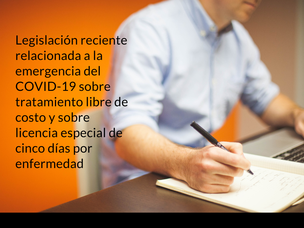 Legislación sobre tratamiento libre de costo y sobre licencia especial